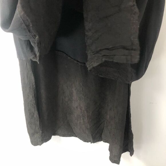 vintage 90s y2k long black dress embroidered tie back waist slit sides size medi - Picture 6 of 13